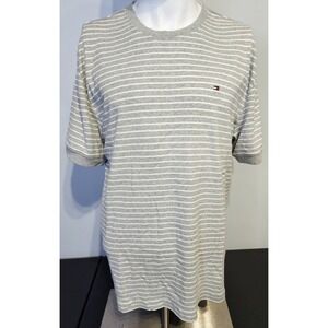 Tommy Hilfiger American T Size XL Short Sleeve Oyster Gray with White Stripes